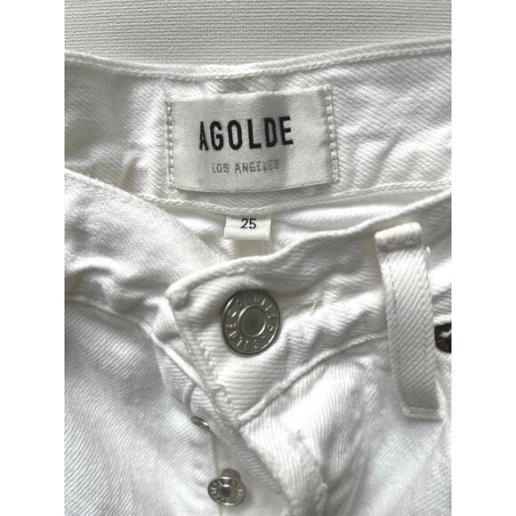 Agolde 90’s Mid Rise White distressed Denim Jeans Size 25 - Picture 2 of 12